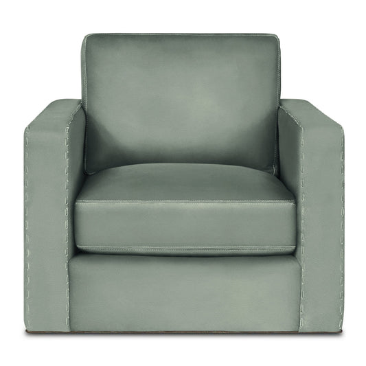 Magdalena Leather Swivel Armchair Chair with Ottoman