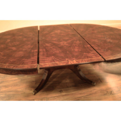Mahogany Pedestal Table With Self-storing Leaf Seats 6-12