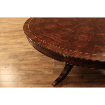 Mahogany Pedestal Table With Self-storing Leaf Seats 6-12