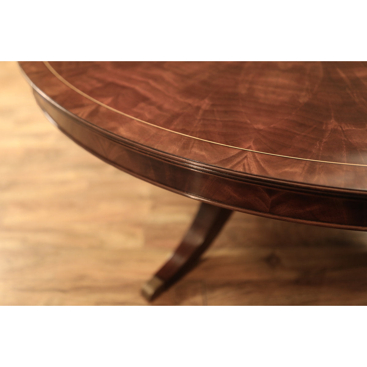Mahogany Pedestal Table With Self-storing Leaf Seats 6-12