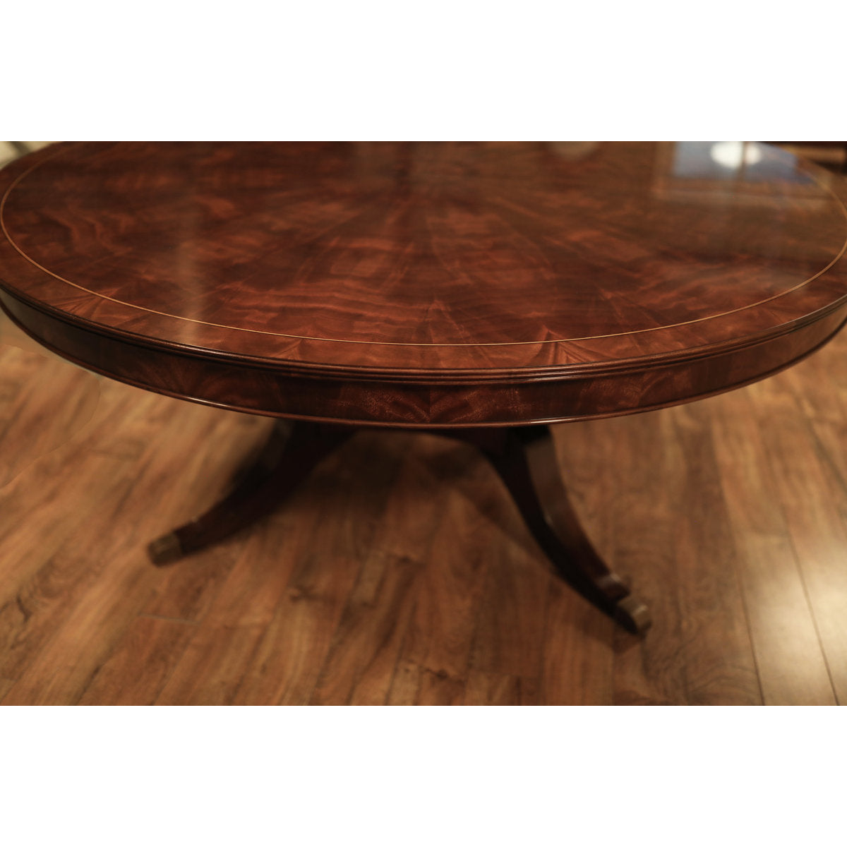Mahogany Pedestal Table With Self-storing Leaf Seats 6-12