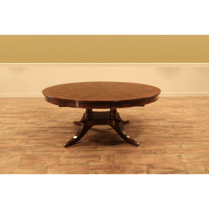 Mahogany Pedestal Table With Self-storing Leaf Seats 6-12