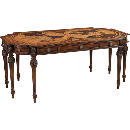Maitland Smith Map Aged Regency Manufactured Wood Desk