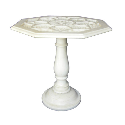 The Silver Teak Pedestal End Table