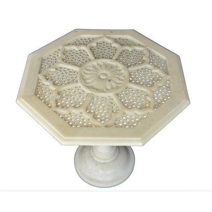 The Silver Teak Pedestal End Table