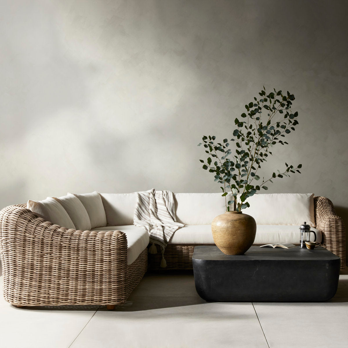 Four Hands Messina Outdoor 3 Piece Sectional Natural