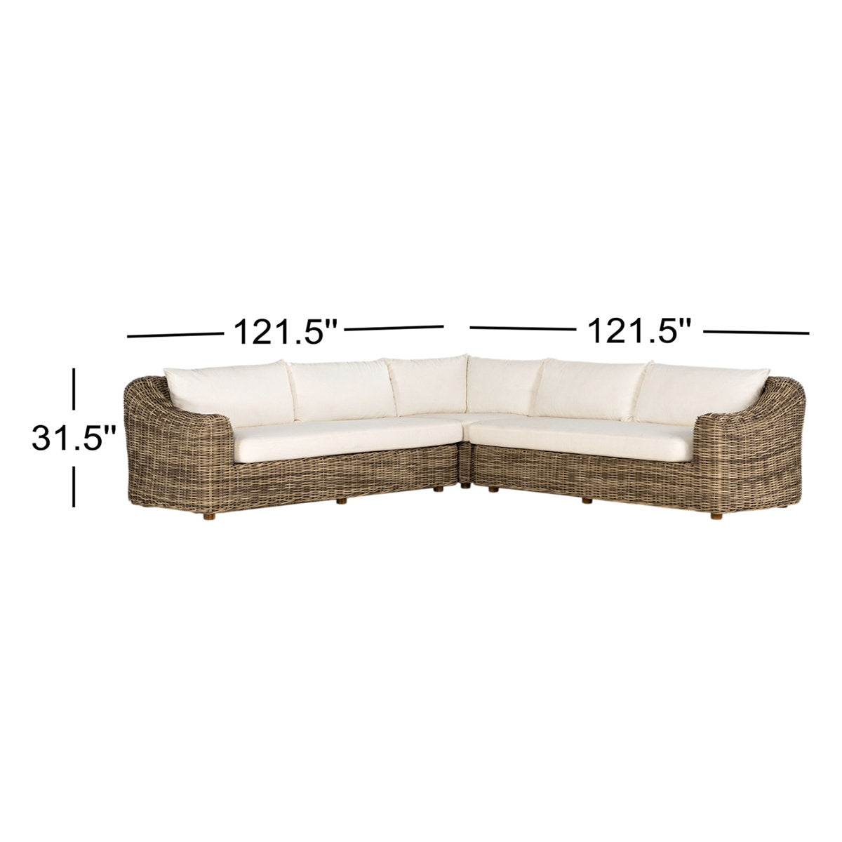 Four Hands Messina Outdoor 3 Piece Sectional Natural