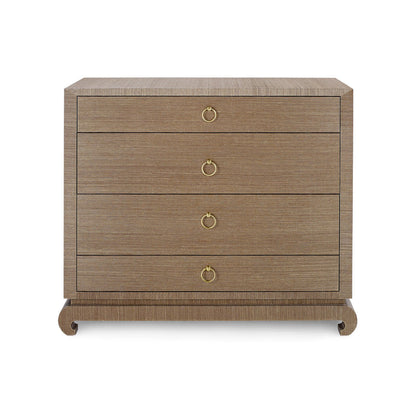 Ming Lacquered Grasscloth 4 Drawer Accent Chest
