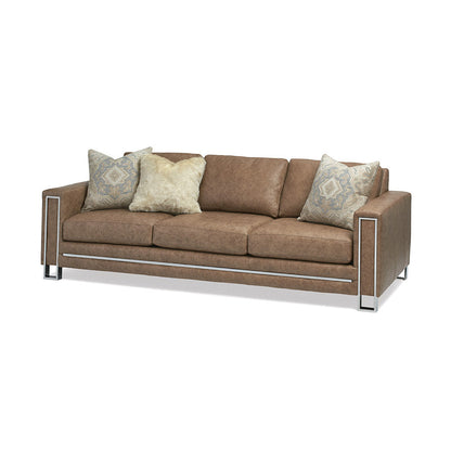 Massoud Furniture Moda Leather Chrome Sofa
