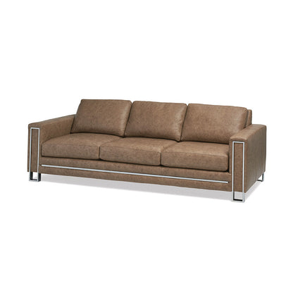 Massoud Furniture Moda Leather Chrome Sofa