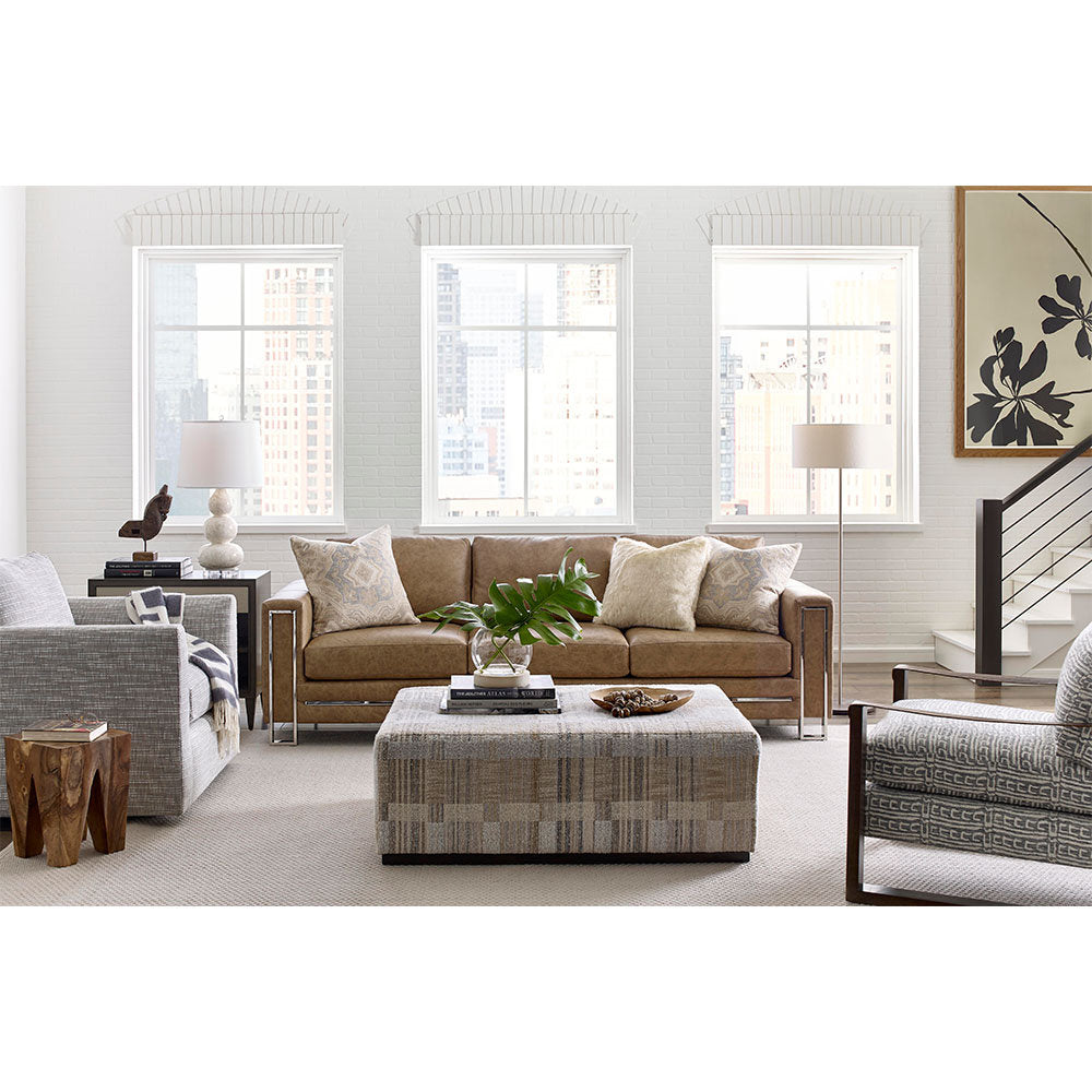 Massoud Furniture Moda Leather Chrome Sofa