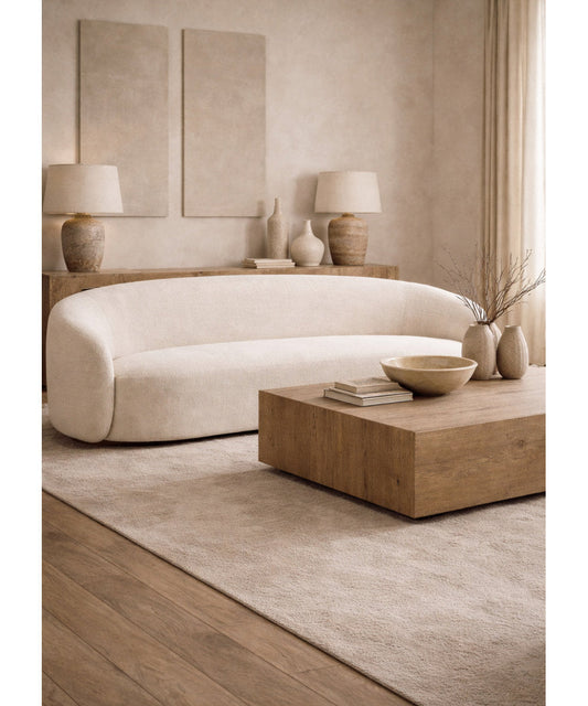 Modern Off White Curved Sofa | OROA Dove