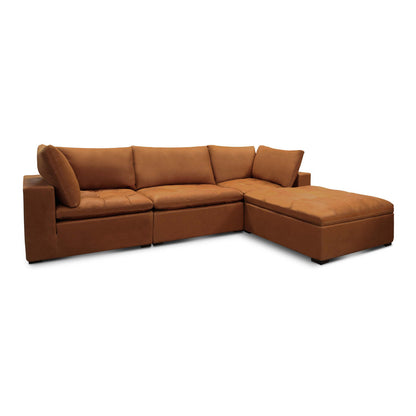Gtxr Leather 1335 Wide Genuine Leather Reversible Modular Corner Sectional With Ottoman