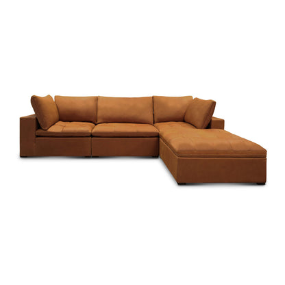 Gtxr Leather 1335 Wide Genuine Leather Reversible Modular Corner Sectional With Ottoman