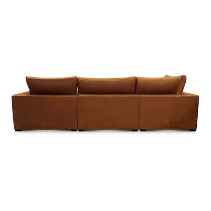 Gtxr Leather 1335 Wide Genuine Leather Reversible Modular Corner Sectional With Ottoman
