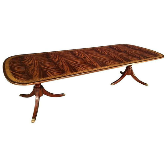 Multi-Banded Mahogany Dining Table