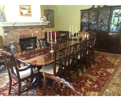 Multi-Banded Mahogany Dining Table