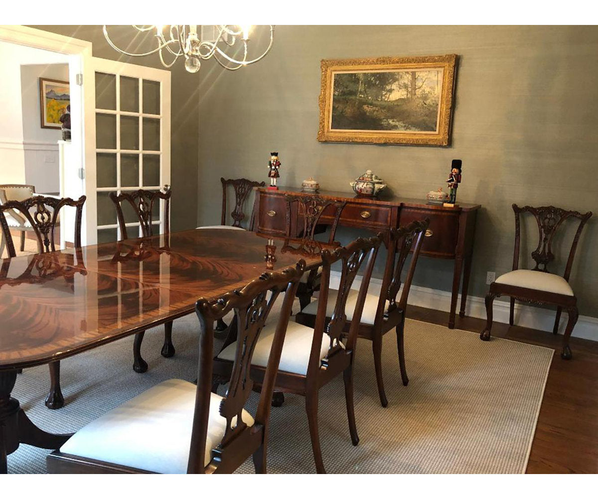 Multi-Banded Mahogany Dining Table