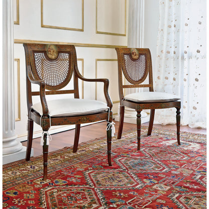 Muslin Upholstered Arm Chair in Brown/White