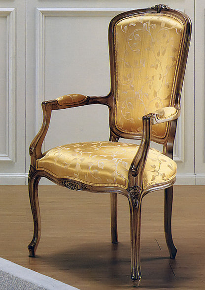 Muslin Upholstered Arm Chair in Gold