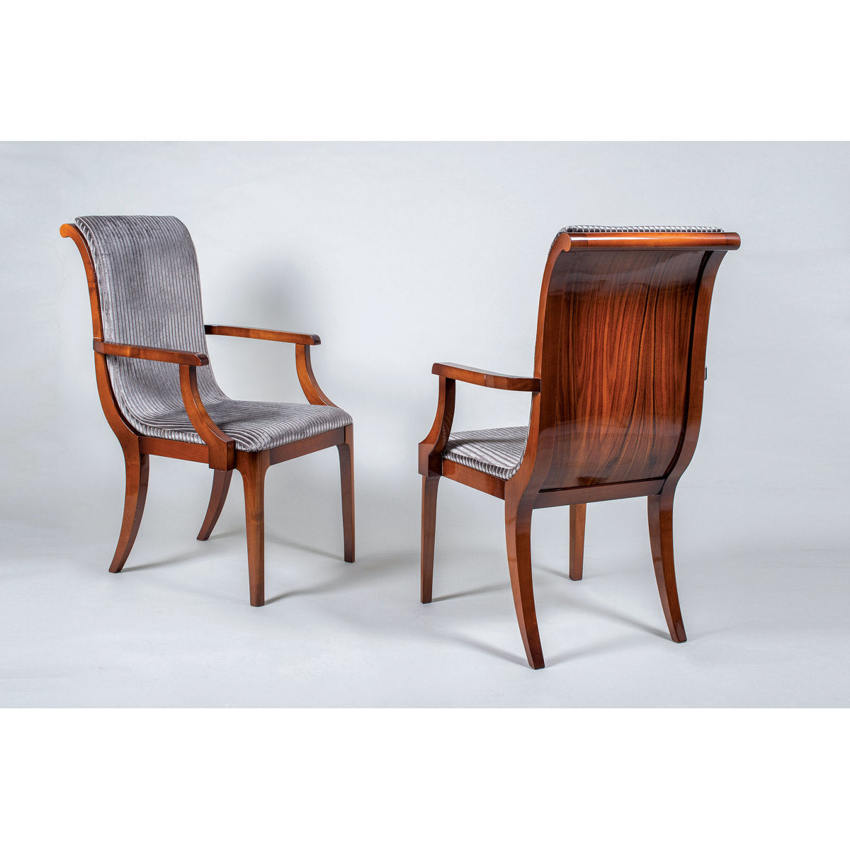 Muslin Upholstered Arm Chair in Gray