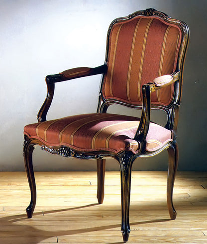 Muslin Upholstered Arm Chair in Red/Orange