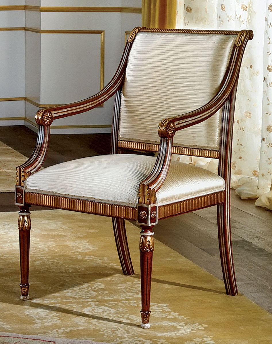 Muslin Upholstered Arm Chair in Taupe