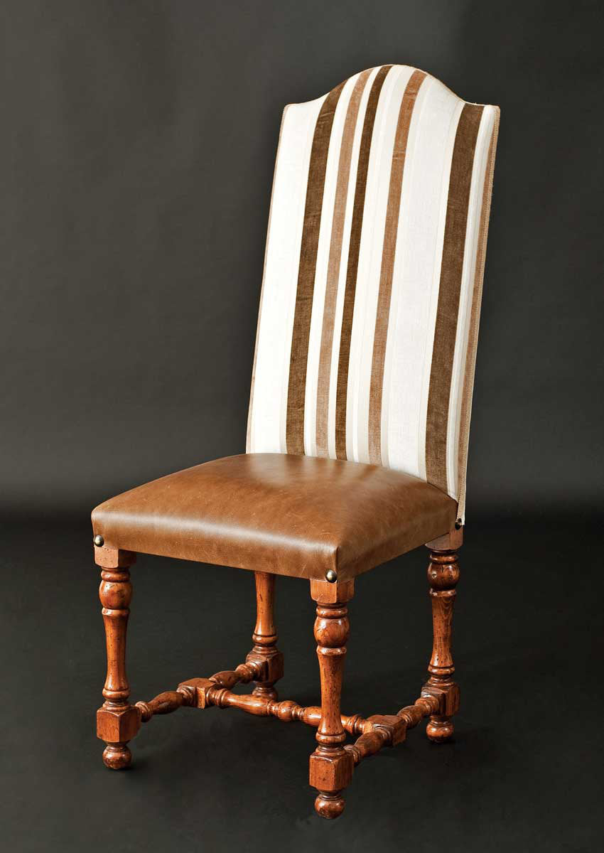 Muslin Upholstered Side Chair in Brown