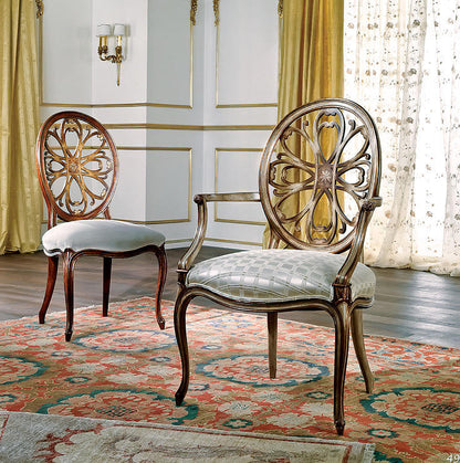 Muslin Upholstered Side Chair in Cherry/Gray