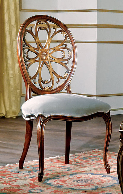 Muslin Upholstered Side Chair in Cherry/Gray