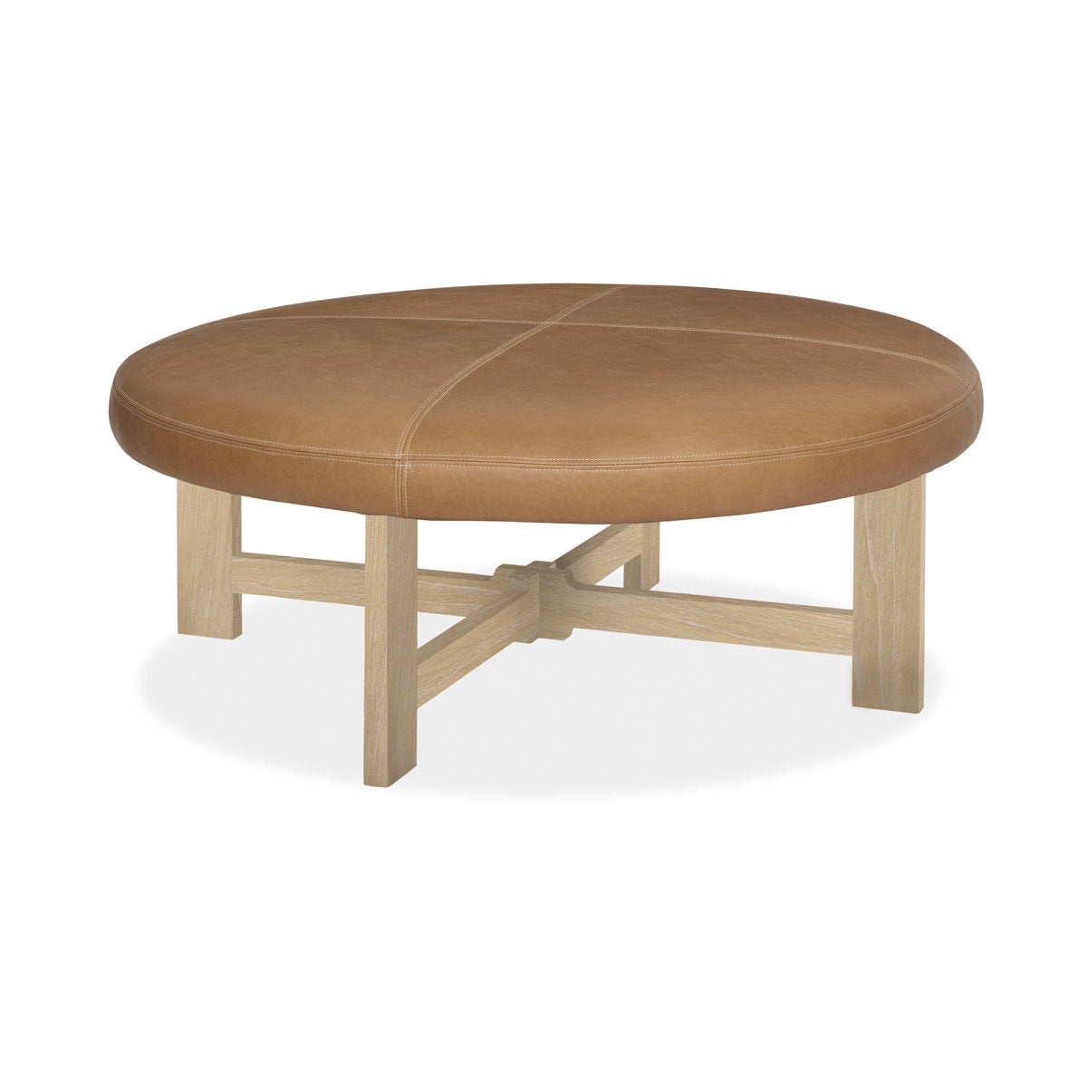 Brownstone Furniture Nelson 46 Genuine Leather Round Cocktail Ottoman