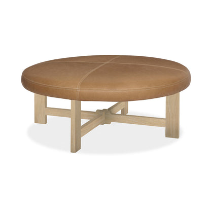 Brownstone Furniture Nelson 46 Genuine Leather Round Cocktail Ottoman