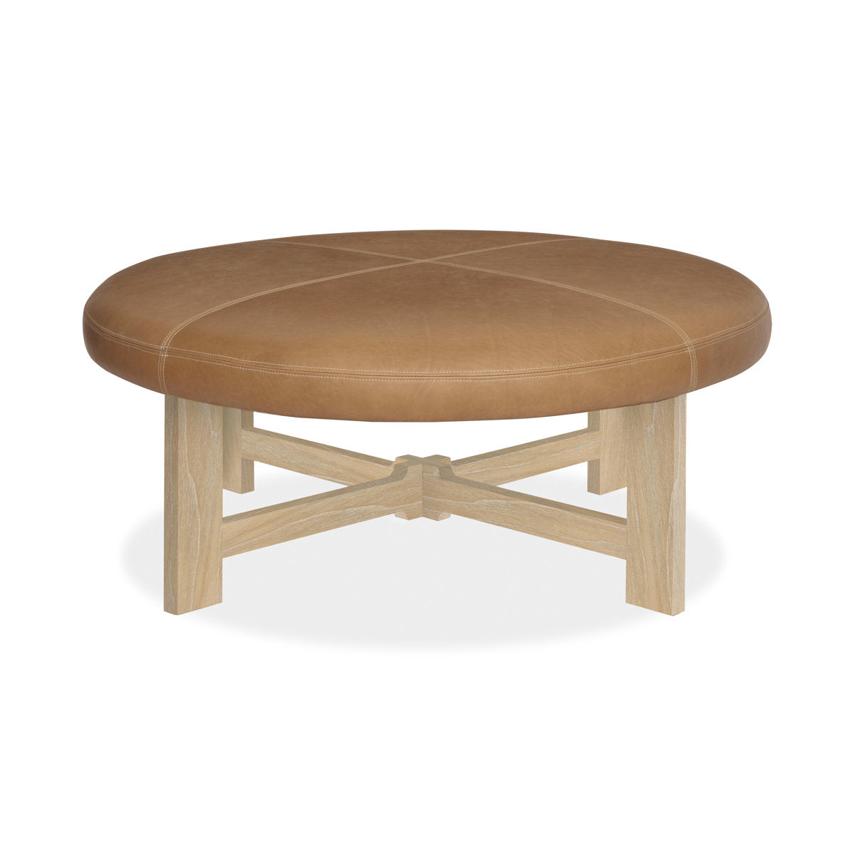 Brownstone Furniture Nelson 46 Genuine Leather Round Cocktail Ottoman