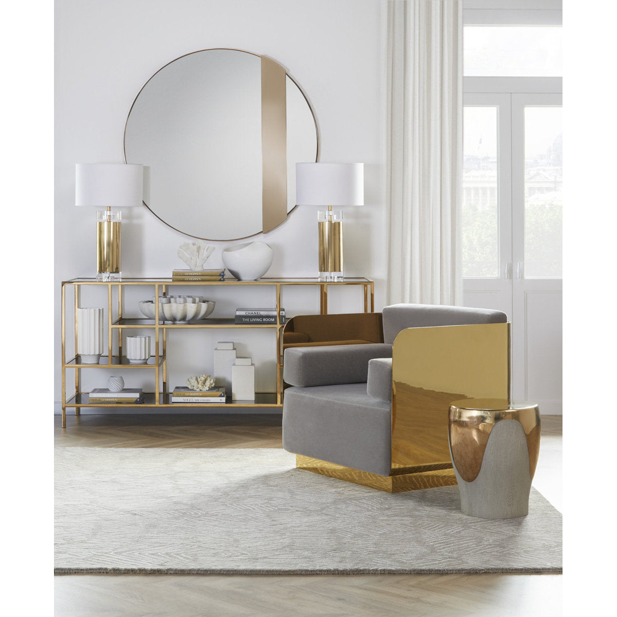 Sonder Living Vinci Occasional Chair Mirrored Brass Vic Platinum