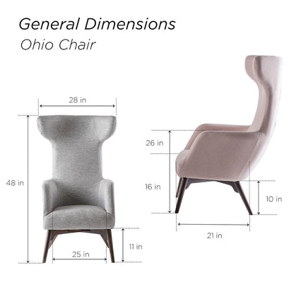 Ohio Wingback Chair Chair with Ottoman