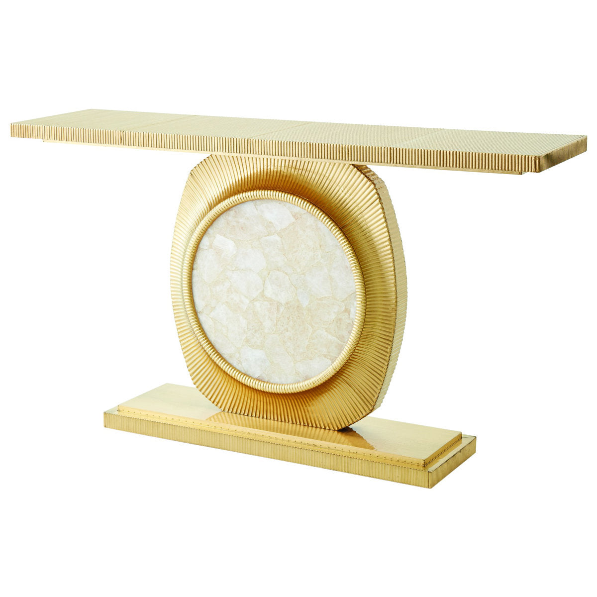 Opera Fluted Console-Brass w/Quartz Insert