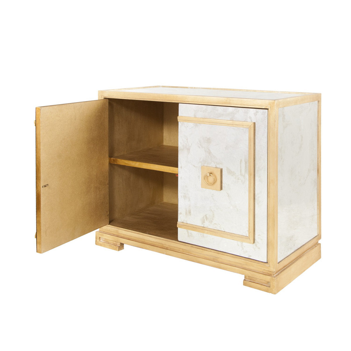 Worlds Away Ophelia Metal 2 Door Mirrored Accent Cabinet