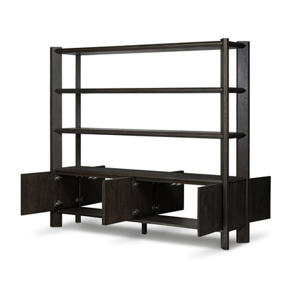 Orwin Wide Bookshelf-Smoked Black Oak