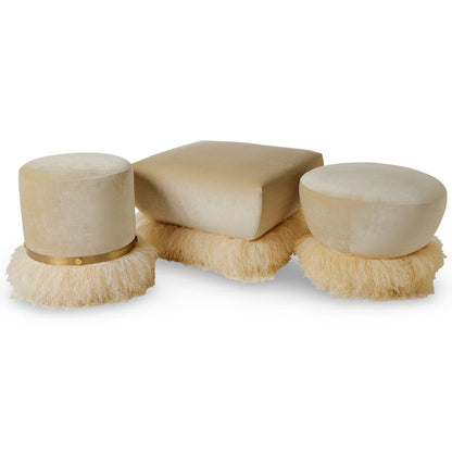 Ostrich Fluff Ottoman - Square (70cm x 70cm) - Porcelain / Cream