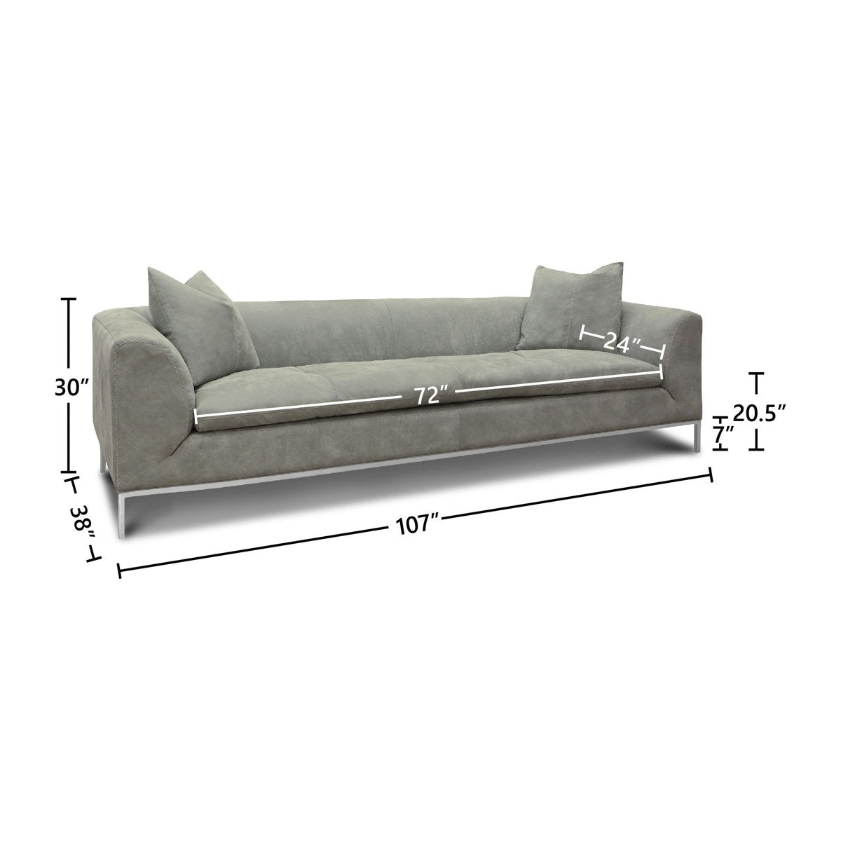 Eleanor Rigby Pia 107 Genuine Leather Tuxedo Arm Sofa