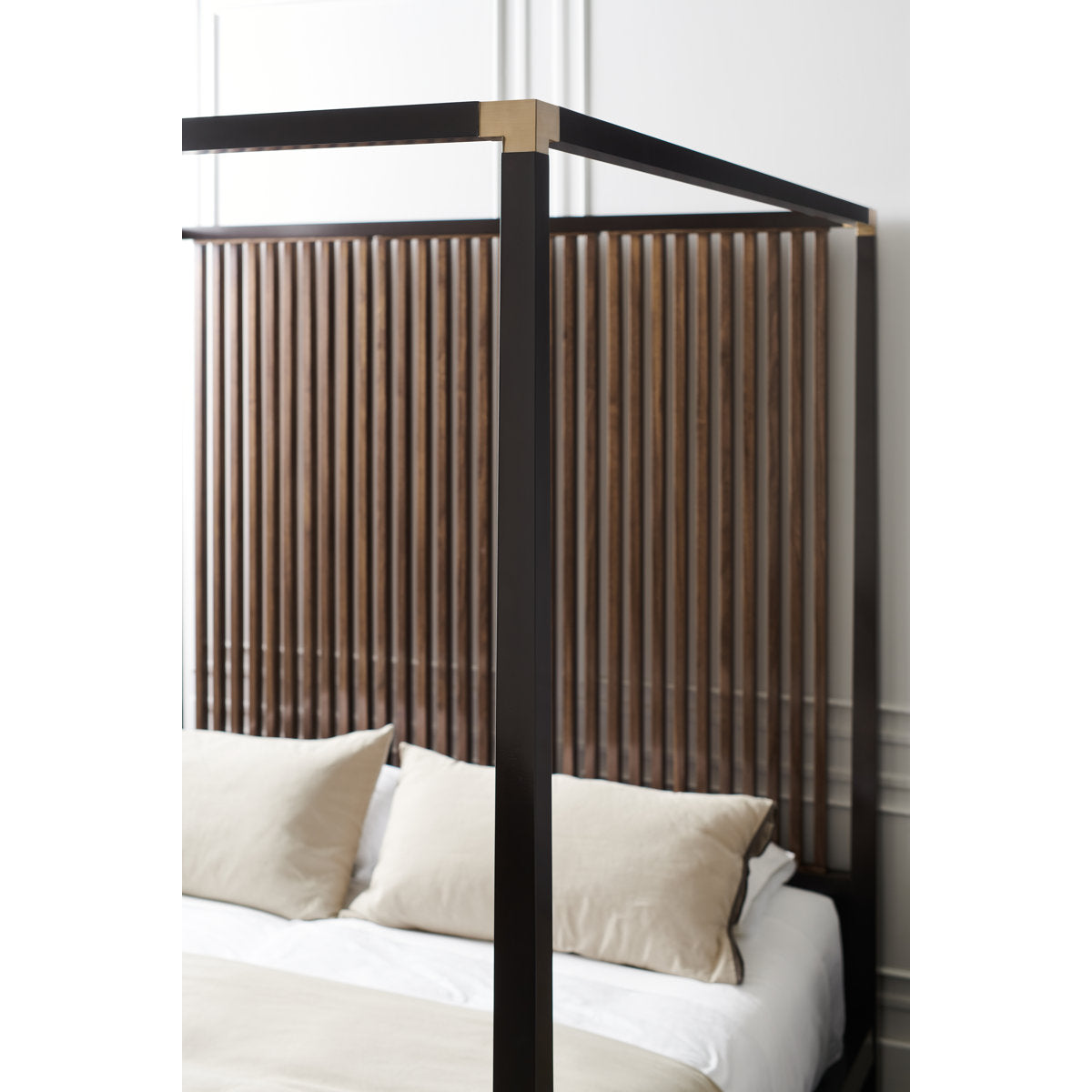 Caracole Pinstripe Platform Canopy Bed