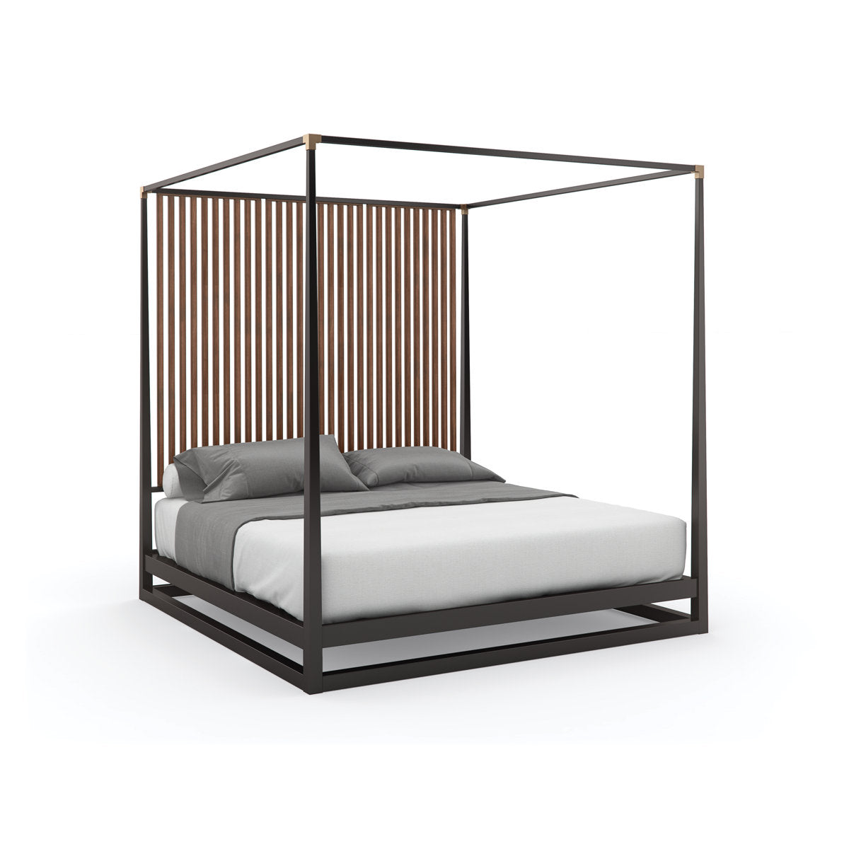 Caracole Pinstripe Platform Canopy Bed