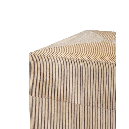 Jamie Young Company Pinstriped 24 Wide Genuine Leather Square Standard Ottoman