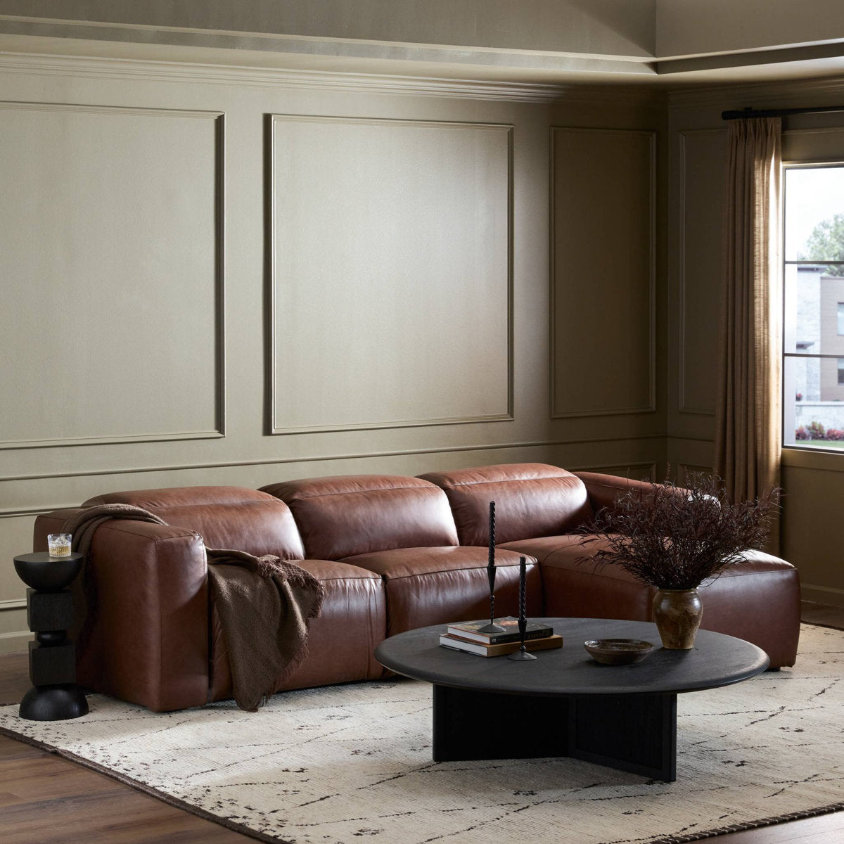Four Hands Radley 3 Piece Sofa Chaise In Sonoma Butterscotch