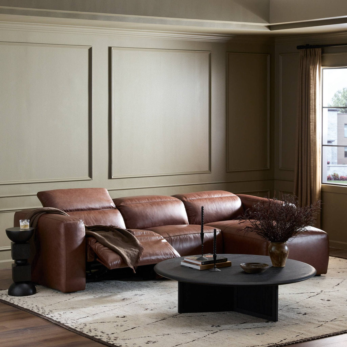 Four Hands Radley 3 Piece Sofa Chaise In Sonoma Butterscotch