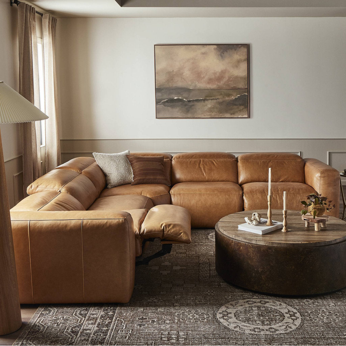 Four Hands Radley 5 Piece Leather Reclining Sectional