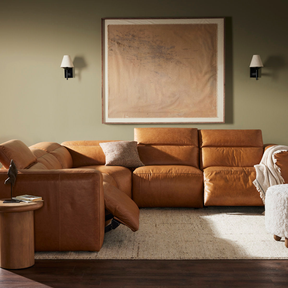 Four Hands Radley 5 Piece Leather Reclining Sectional