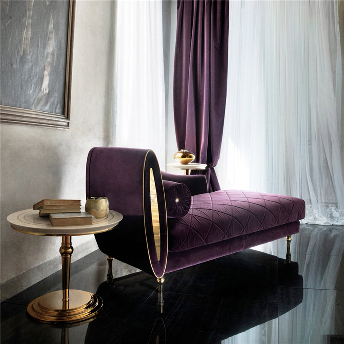Ramone Velvet Chaise Lounge