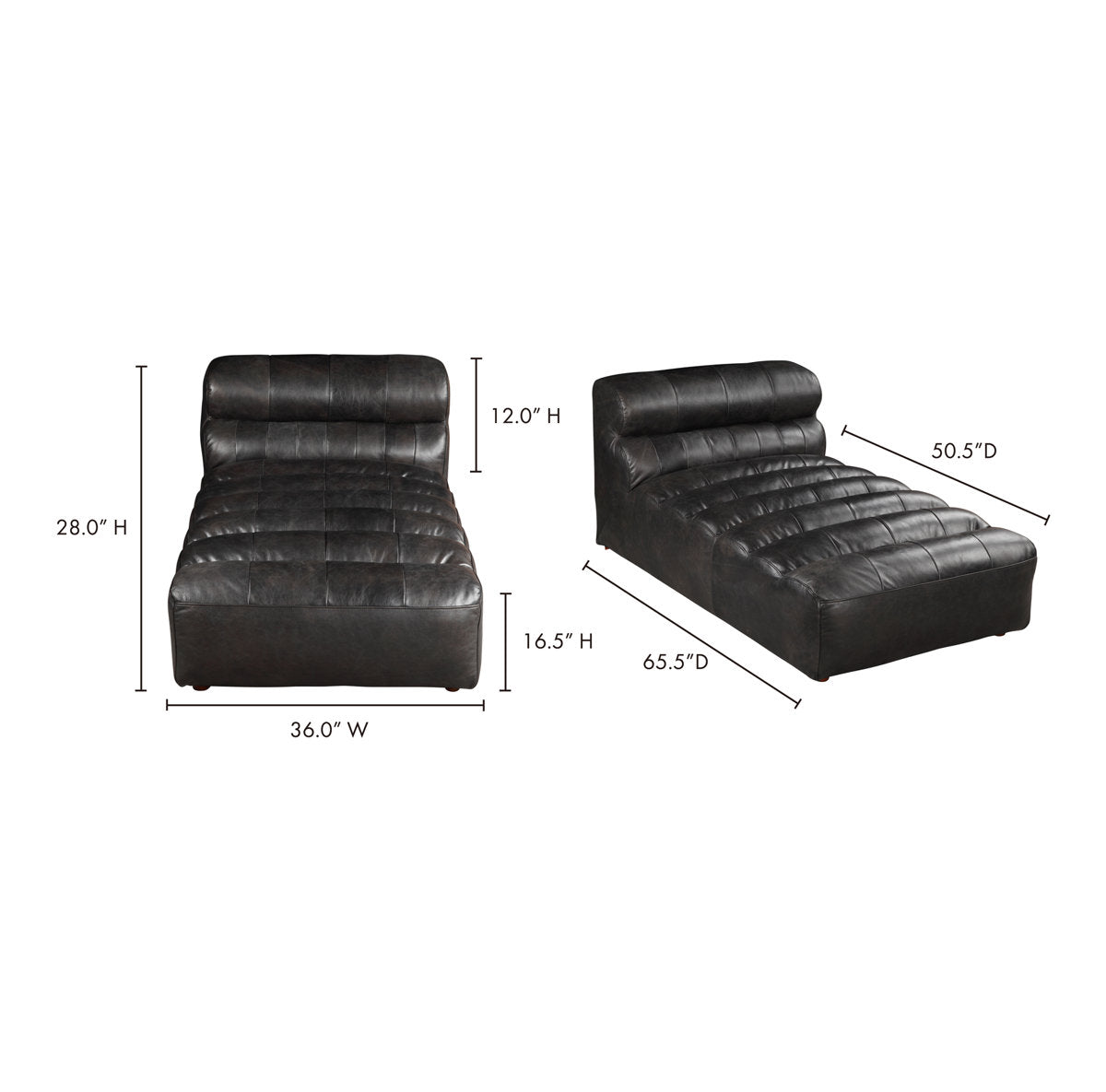 Moes Home Collection Ramsay Leather Chaise Lounge
