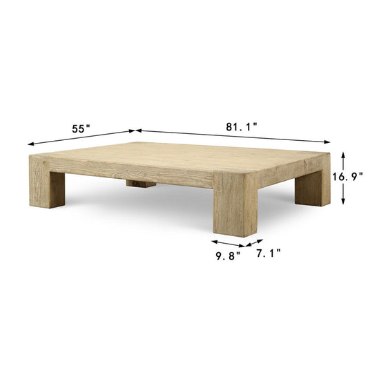 Ravello Extra Large Coffee Table 81Wx56Dx17H Weathered Natural
